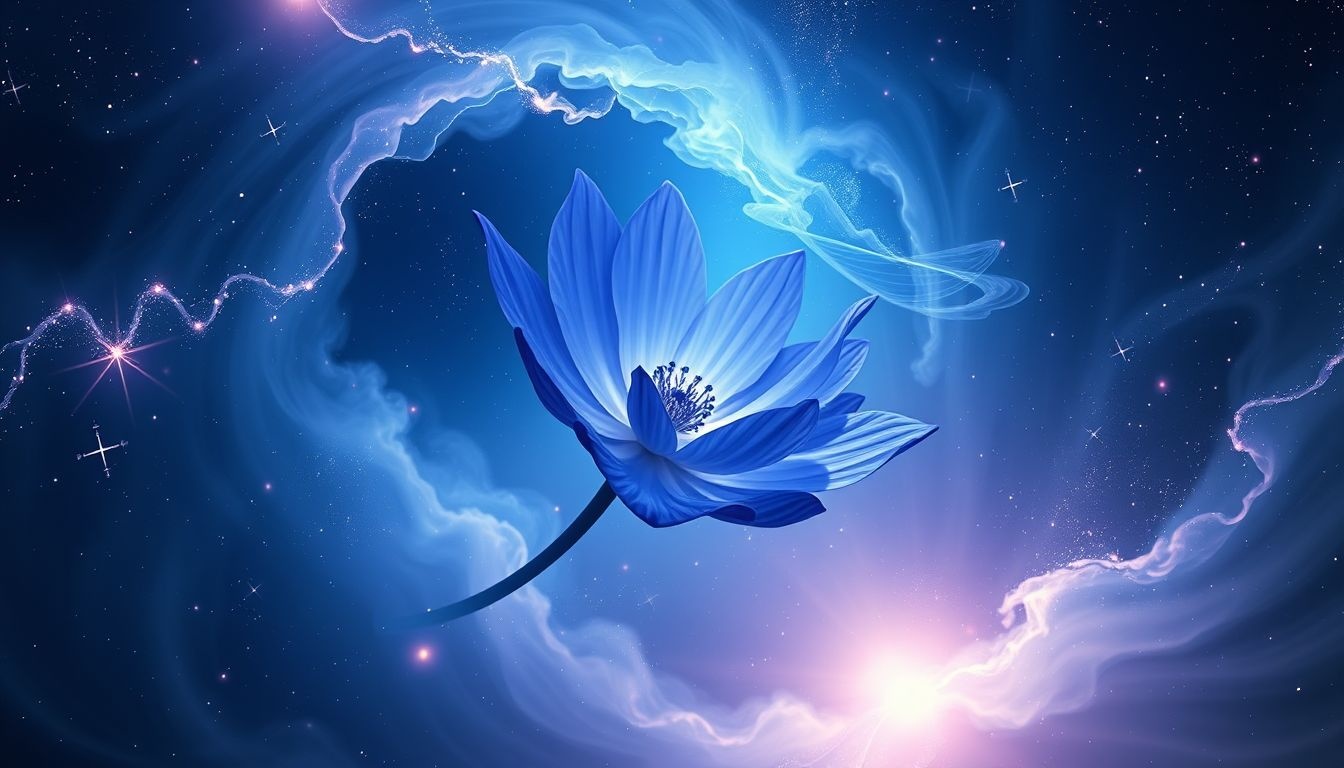 Een indigo bloem symboliseert spirituele groei en intuïtieve kracht.