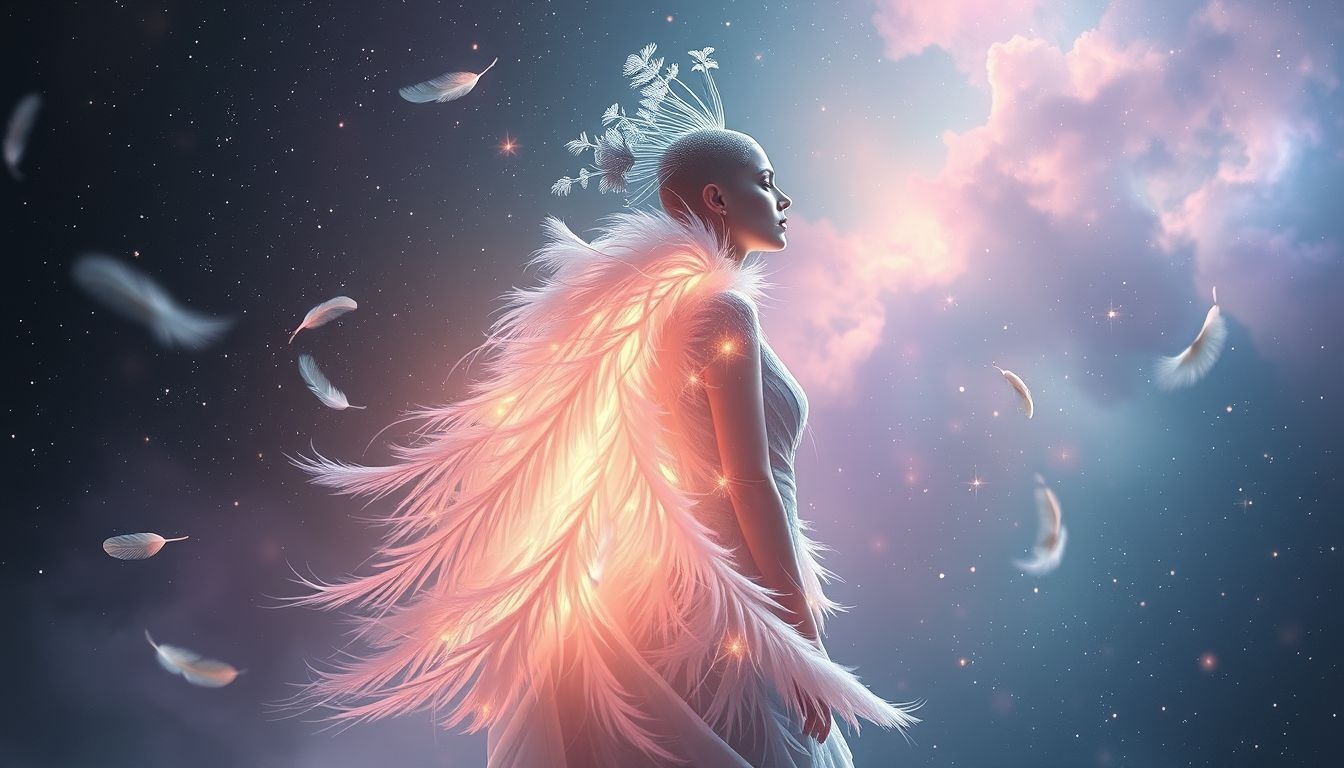 Zelf pauwenveren dragen symboliseert trots en spirituele groei.