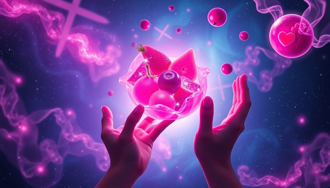Dromen over magenta voedsel symboliseren passie en creatieve energie.