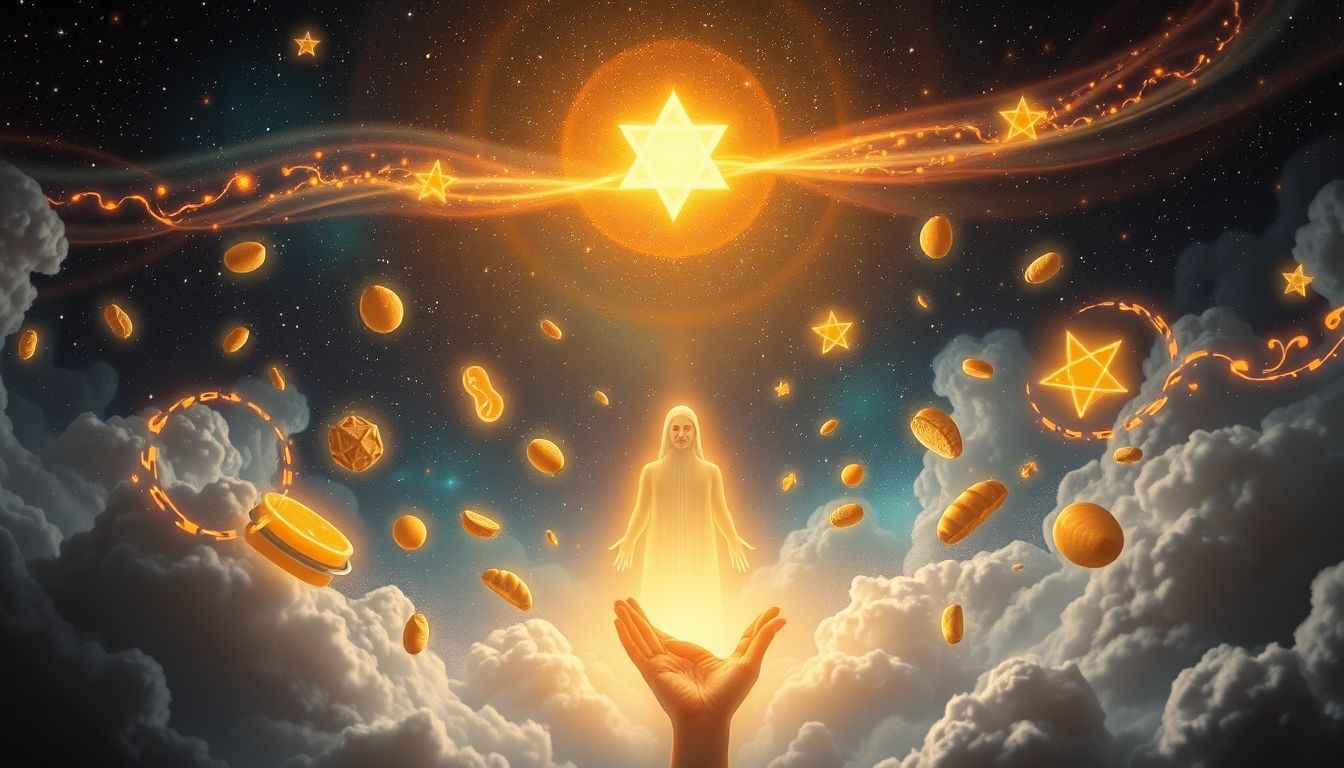 Een rabbijn die kosjer voedsel zegent symboliseert spirituele zuivering.
