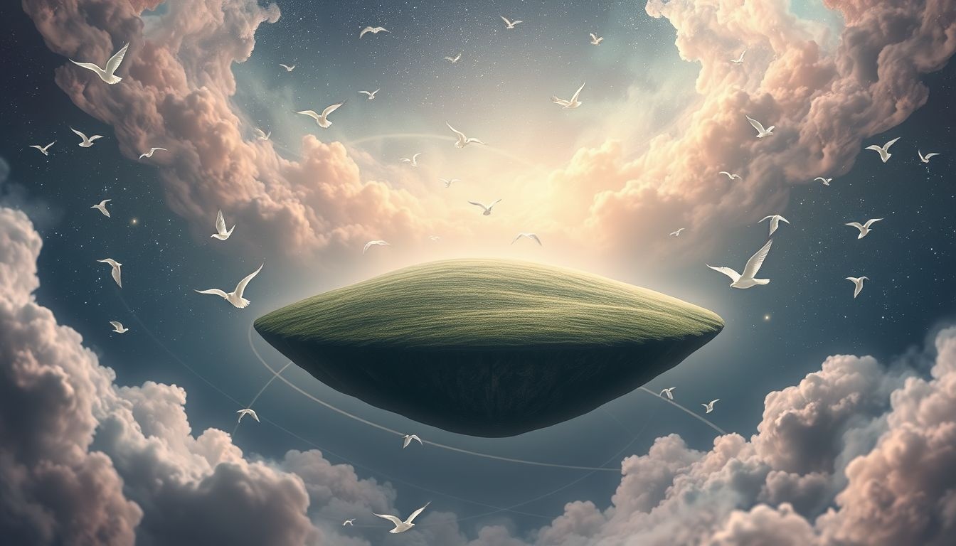 Een voetheuvel omringd door vogels symboliseert vrijheid en nieuw perspectief.