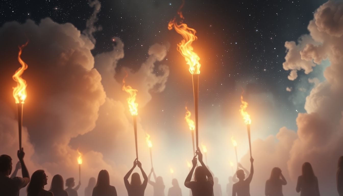 Als toeschouwer symboliseert een fakkeloptocht persoonlijke transformatie en hoop.