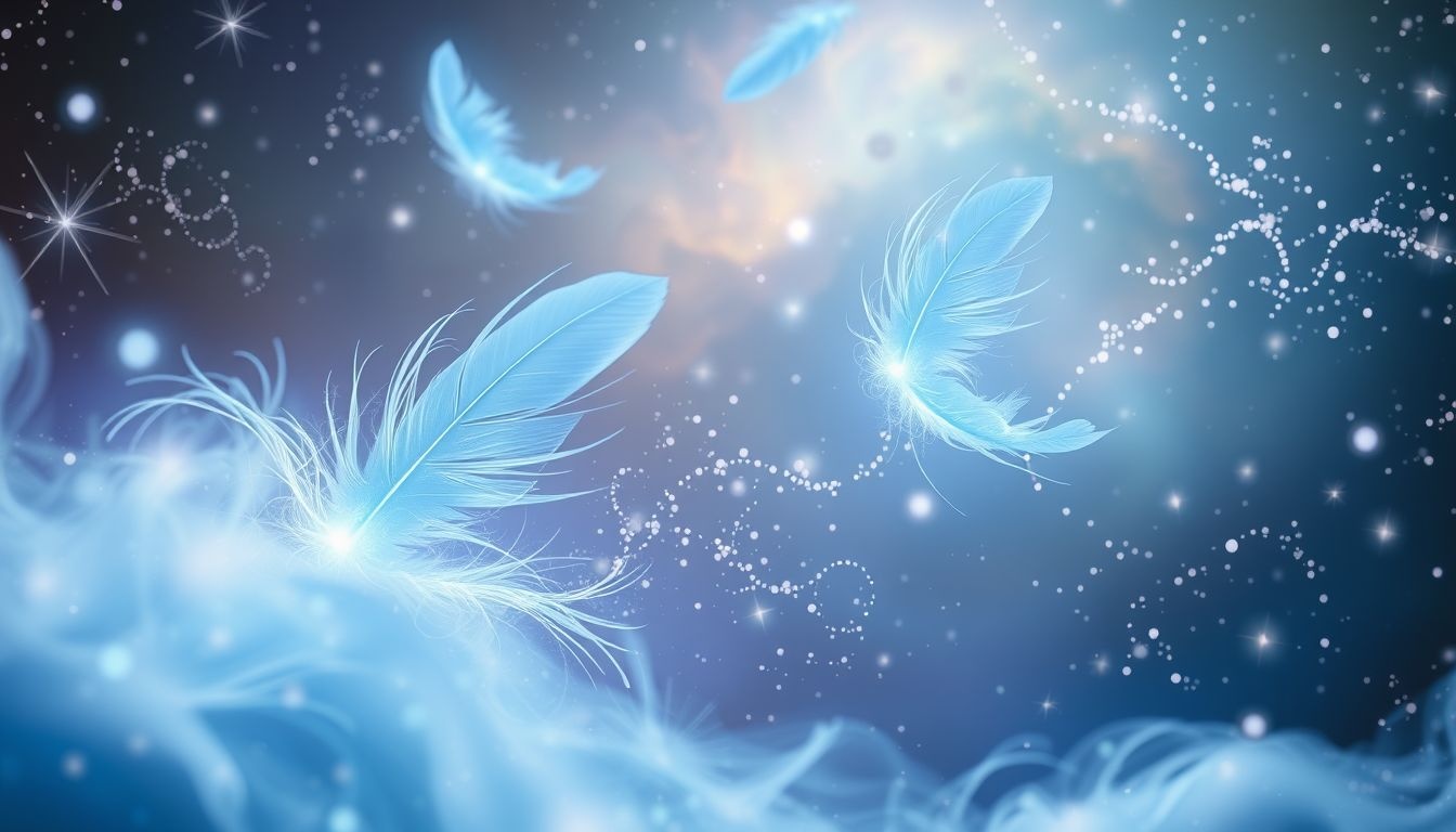 Blauwe veren symboliseren innerlijke rust, intuïtie en heldere communicatie.