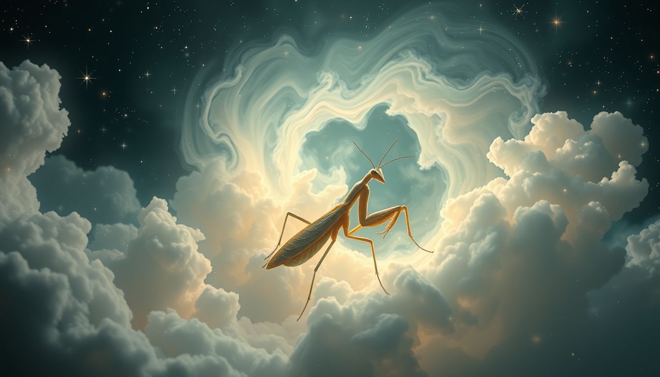 Dromen over een bidsprinkhaan symboliseren vaak spirituele waakzaamheid en transformatie.
