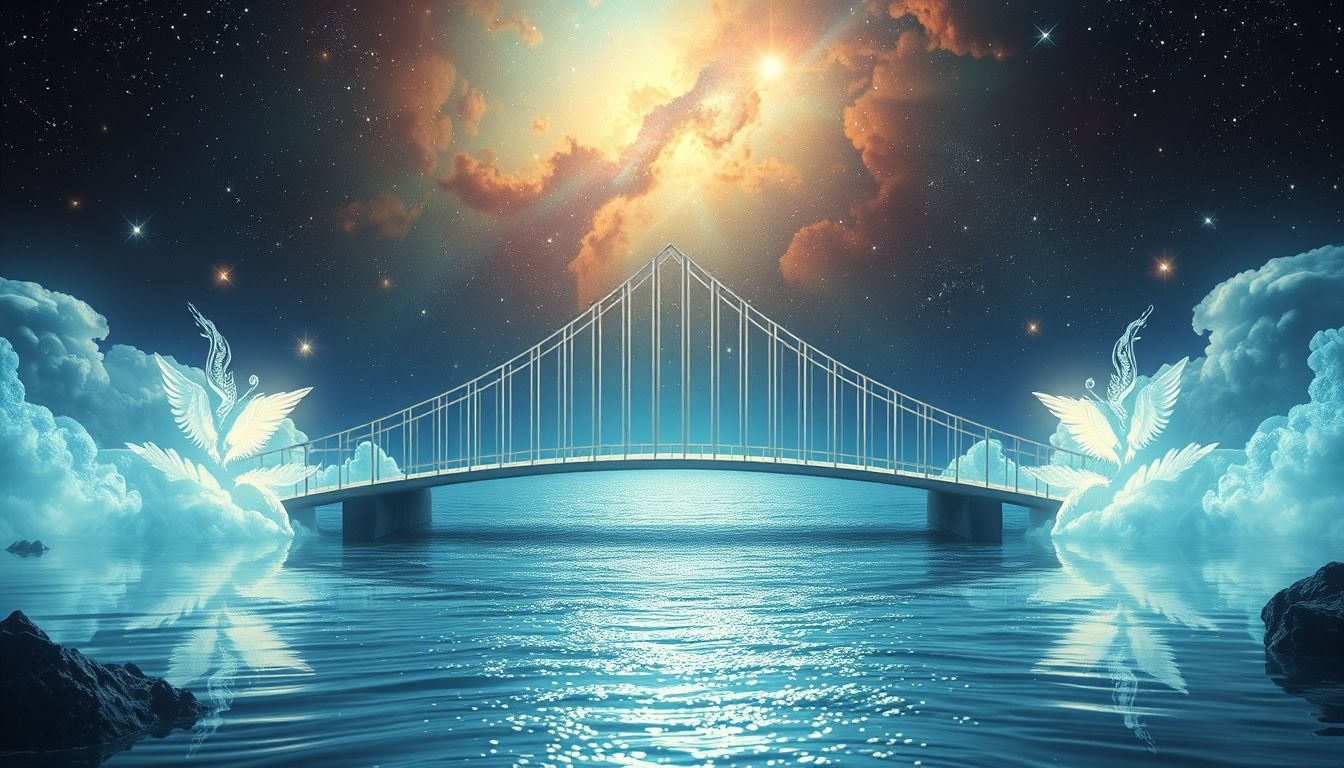 Dromen over bruggen met stangen symboliseren herinneringen en verbindingen.