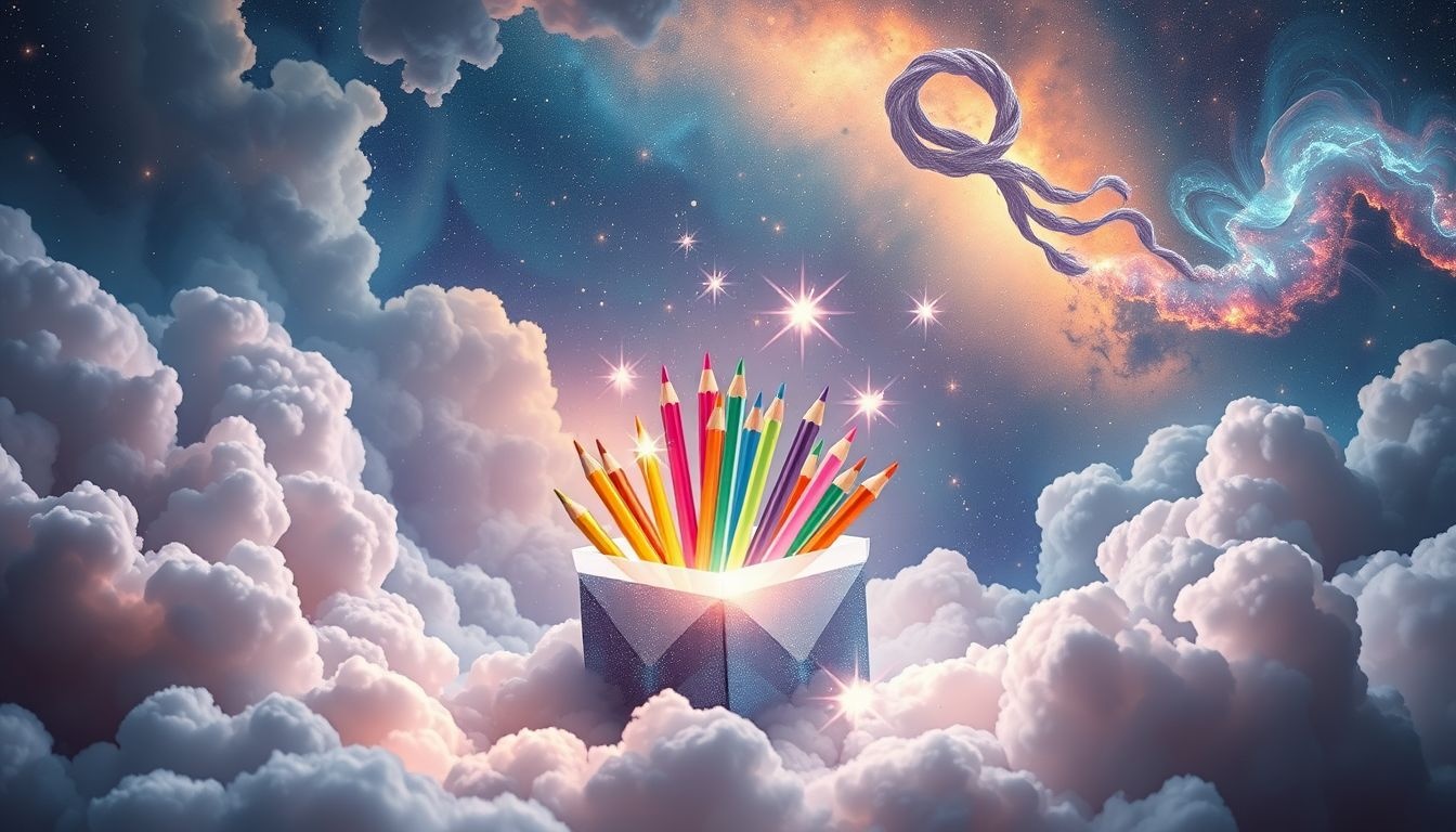 Dromen over nieuwe kleurpotloden symboliseren creatieve vernieuwing en hoop.