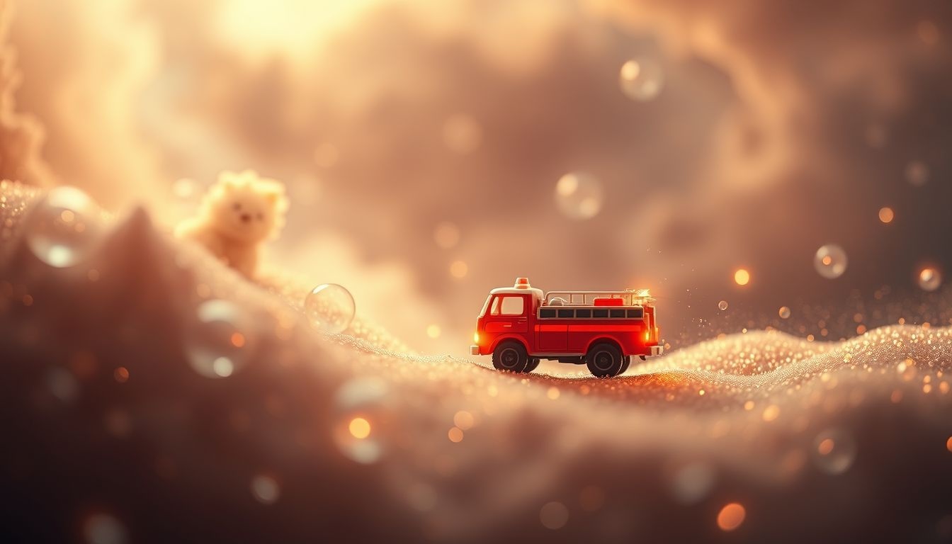 Dromen over speelgoed brandweerauto symboliseren jeugdige onschuld en nostalgie.