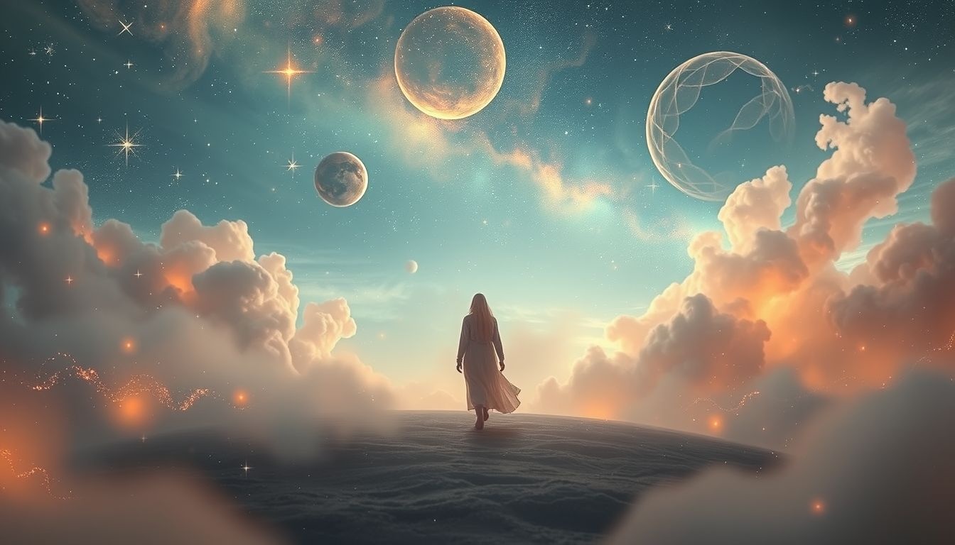 Een rustige wandeling in dromen symboliseert innerlijke vrede en helderheid.