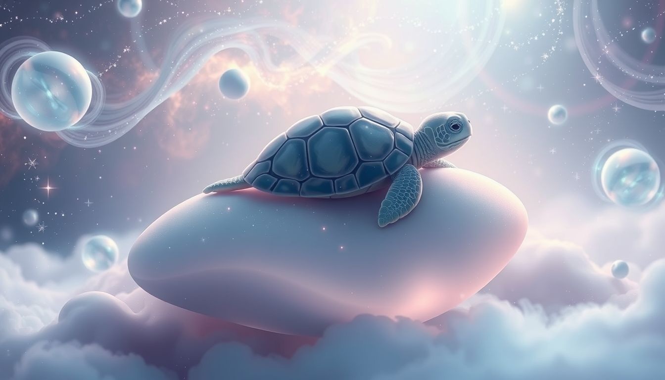 Dromen over een schildpad op schoot symboliseert geduld en bescherming.