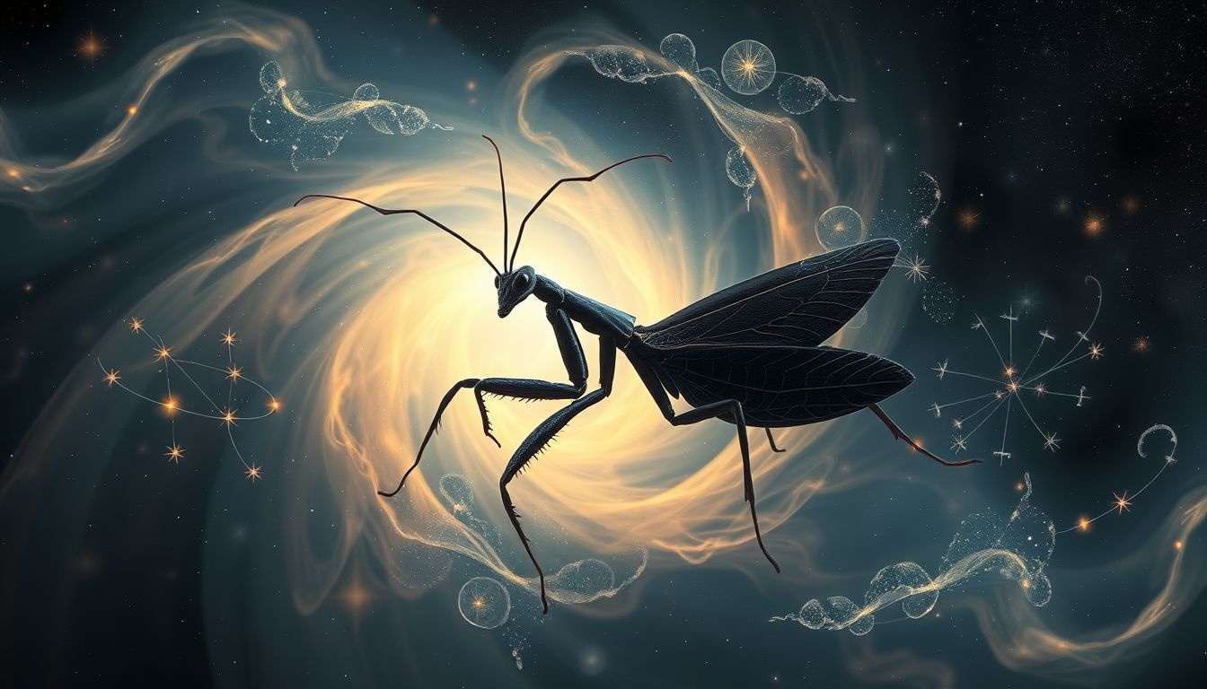 Dromen over een zwarte bidsprinkhaan symboliseert vaak mysterie en transformatie.