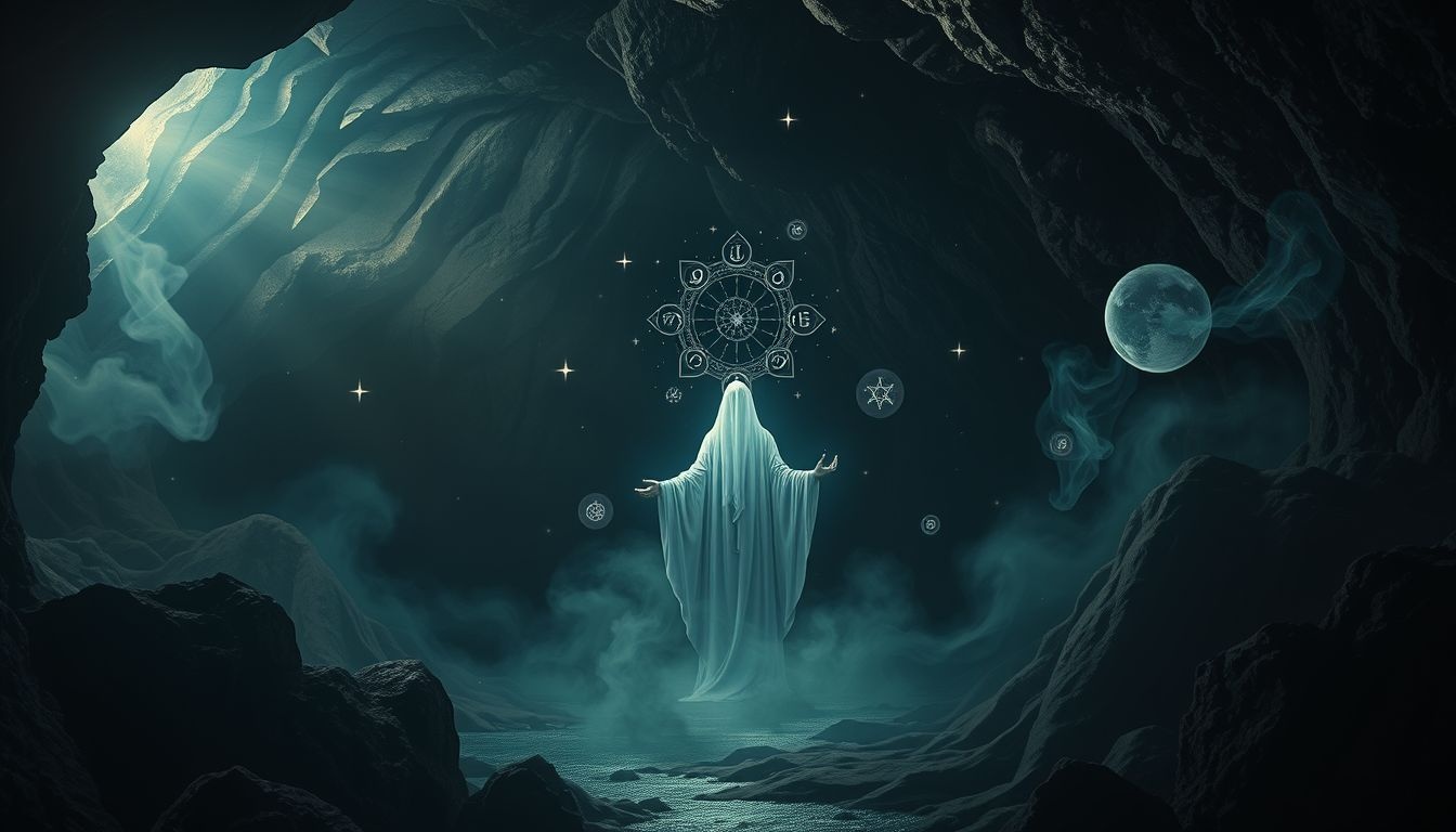 Een ontmoeting met Pythia symboliseert wijsheid uit het onbekende.