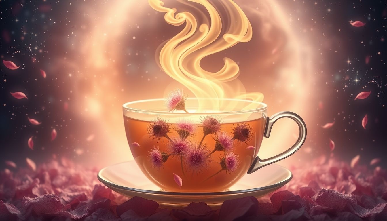 Droom 10: Distelthee drinken symboliseert genezing en innerlijke rust.