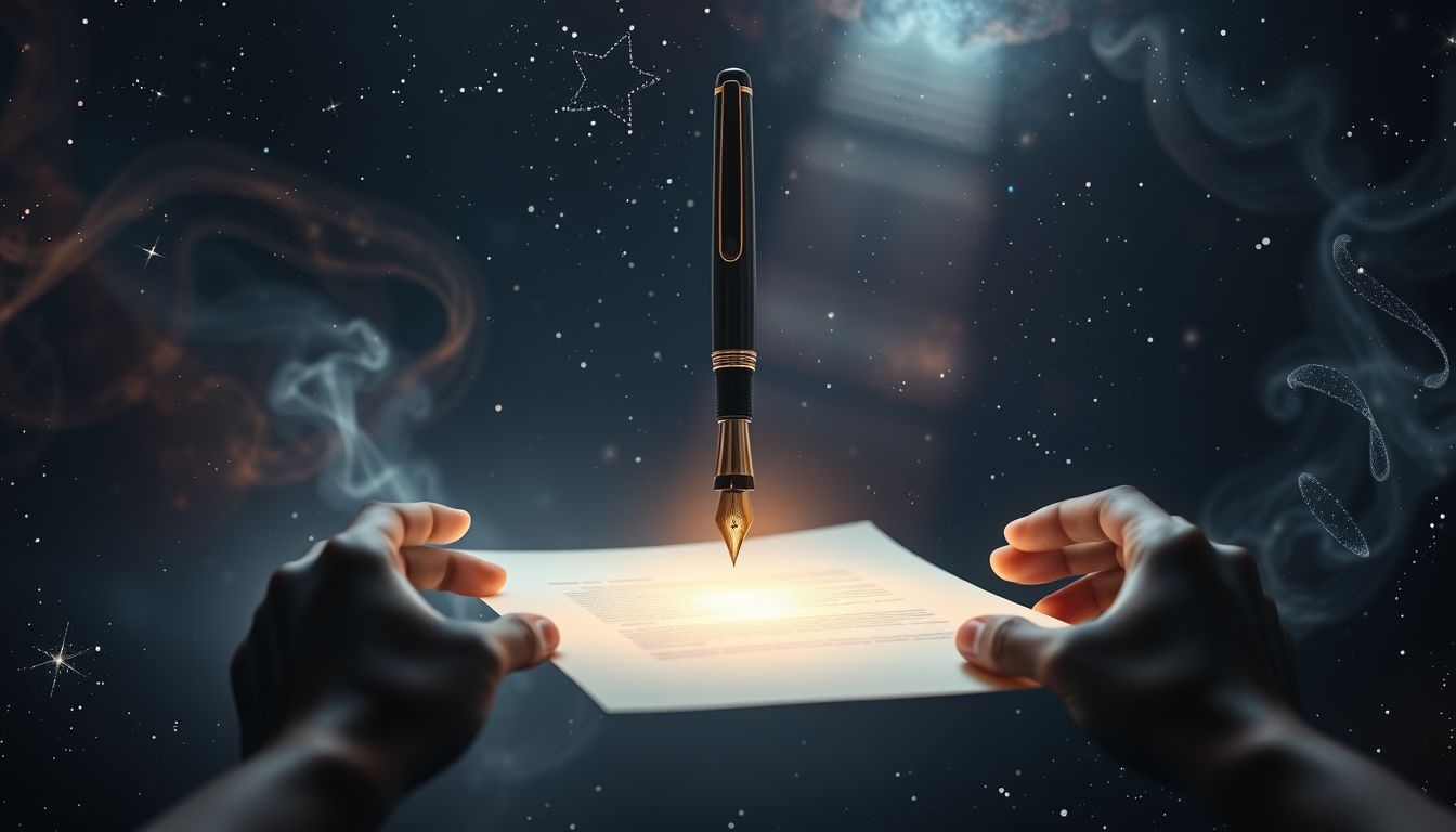 Een vulpen symboliseert macht en besluitvaardigheid bij contractondertekening.