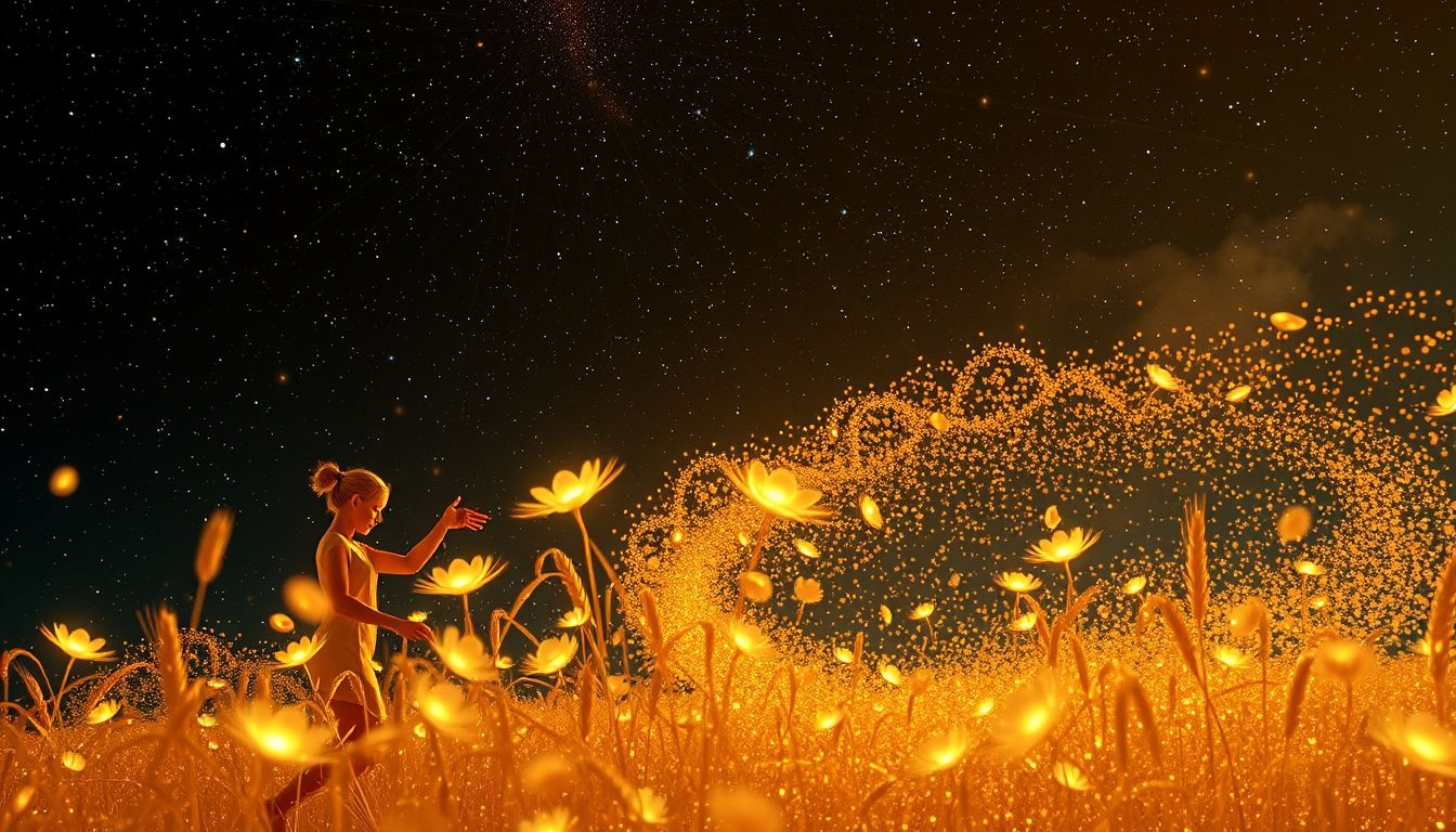 Een graanmaaier die bloemen maait symboliseert verloren kansen.