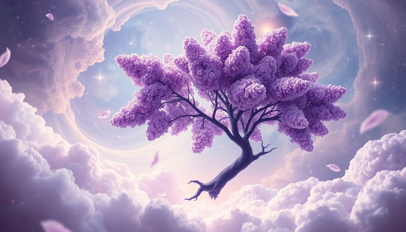 Een paarse seringboom symboliseert vaak nostalgie en creatieve inspiratie.
