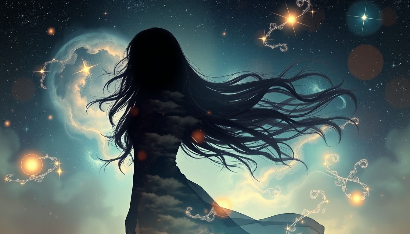 Een brunette met lang haar symboliseert diepe emoties en mysterie.