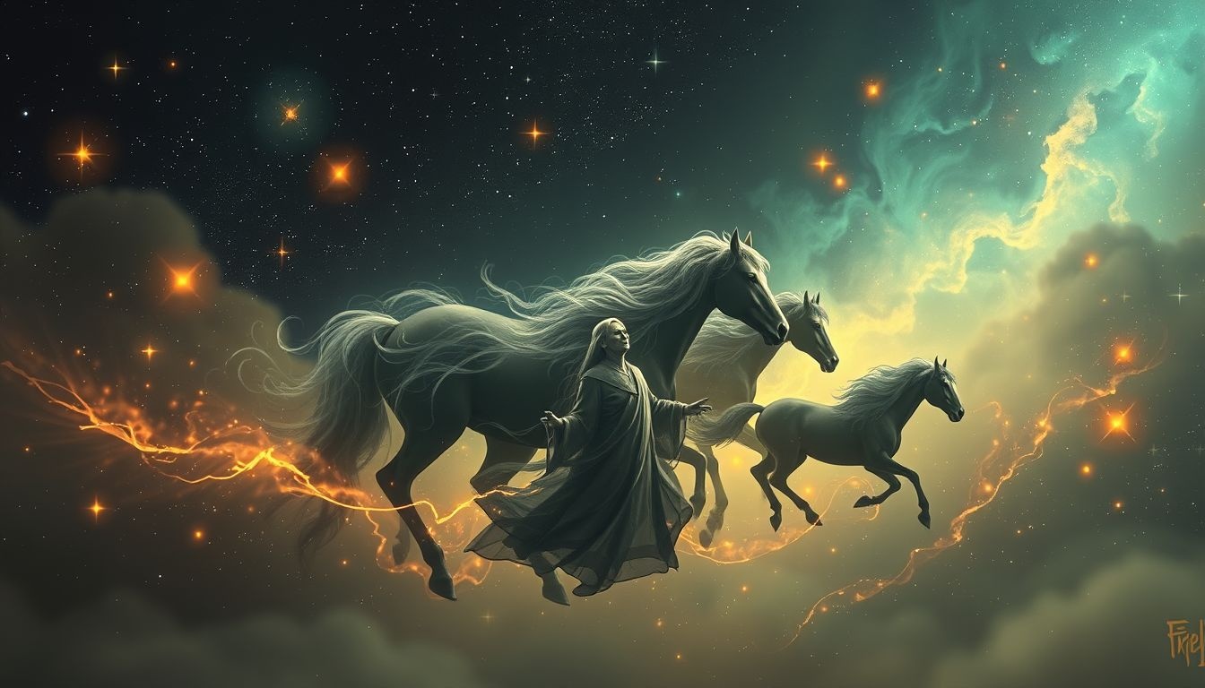 Een oude paardenhandelaar symboliseert wijsheid en verborgen kennis.