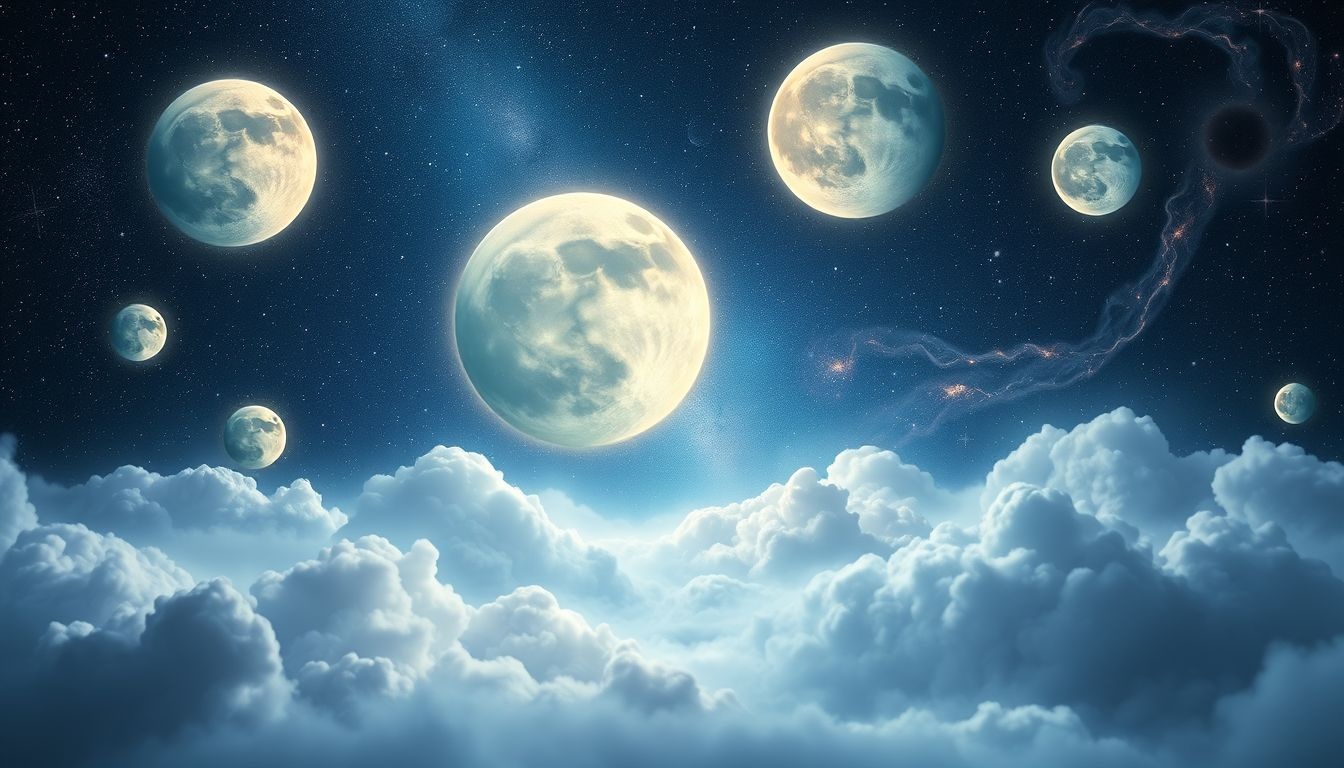 Meerdere manen symboliseren innerlijke conflicten en veranderende emoties.
