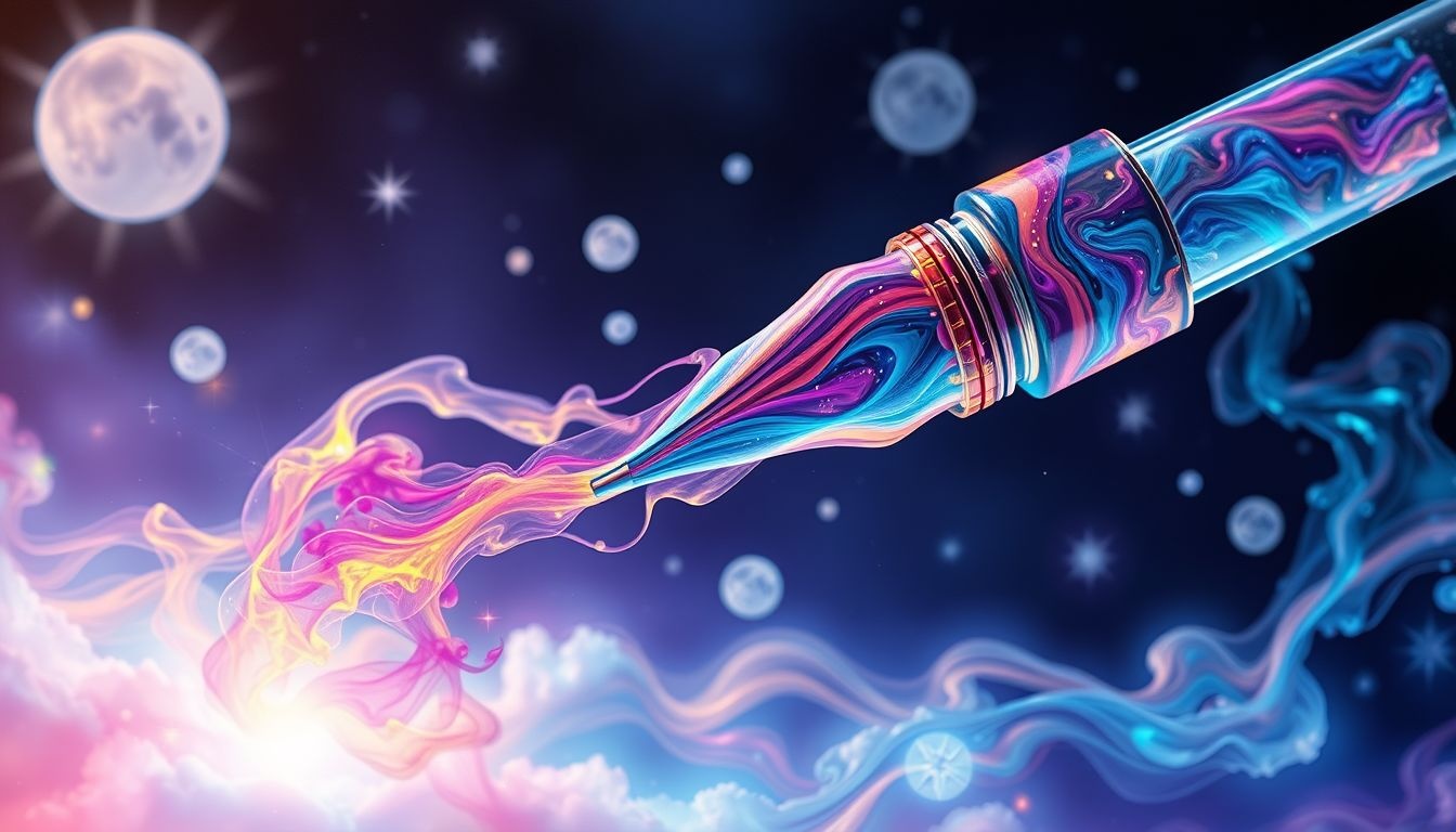 Verschillende kleuren inkt symboliseren diverse emoties en keuzes in dromen.