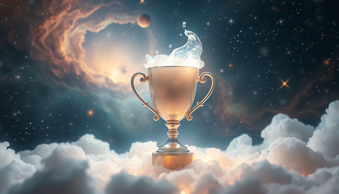 Een trofee van ijs symboliseert vergankelijke erkenning en succes.