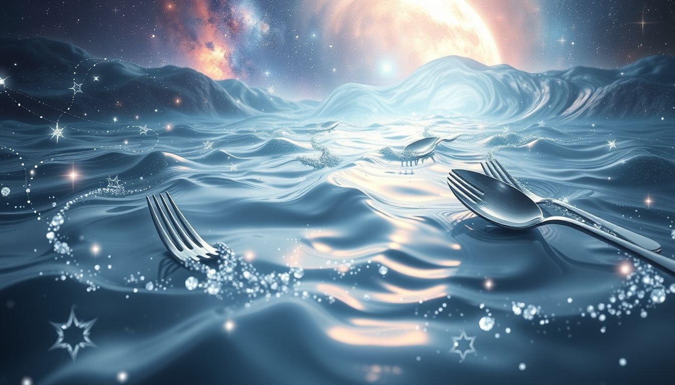 Dromen over zilveren bestek in een rivier symboliseert emotionele zuivering.