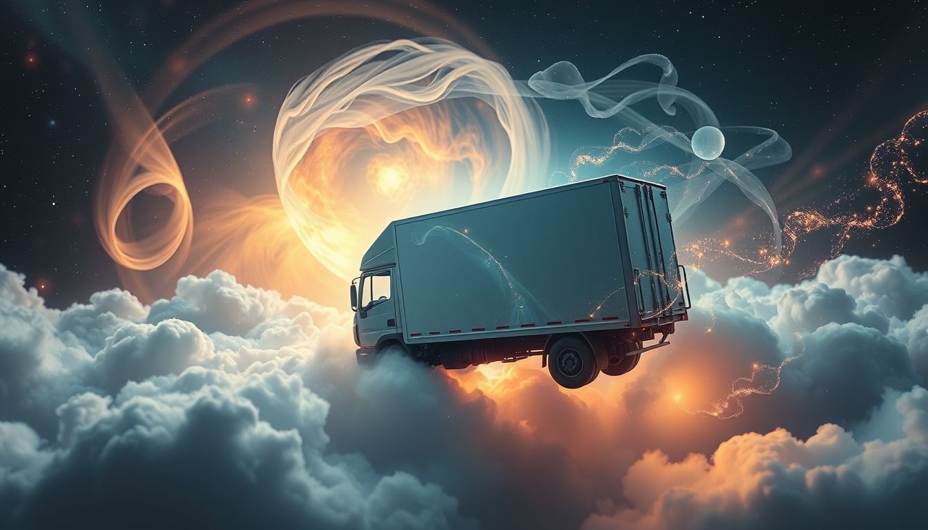 Een omvallende verhuiswagen symboliseert onverwachte veranderingen en obstakels.