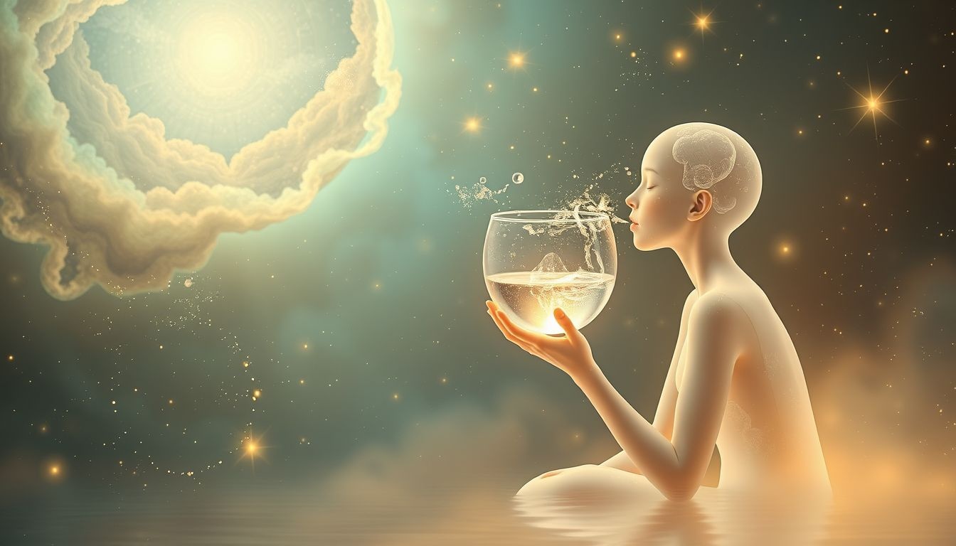Dromen over helend water drinken symboliseert emotionele vernieuwing en genezing.