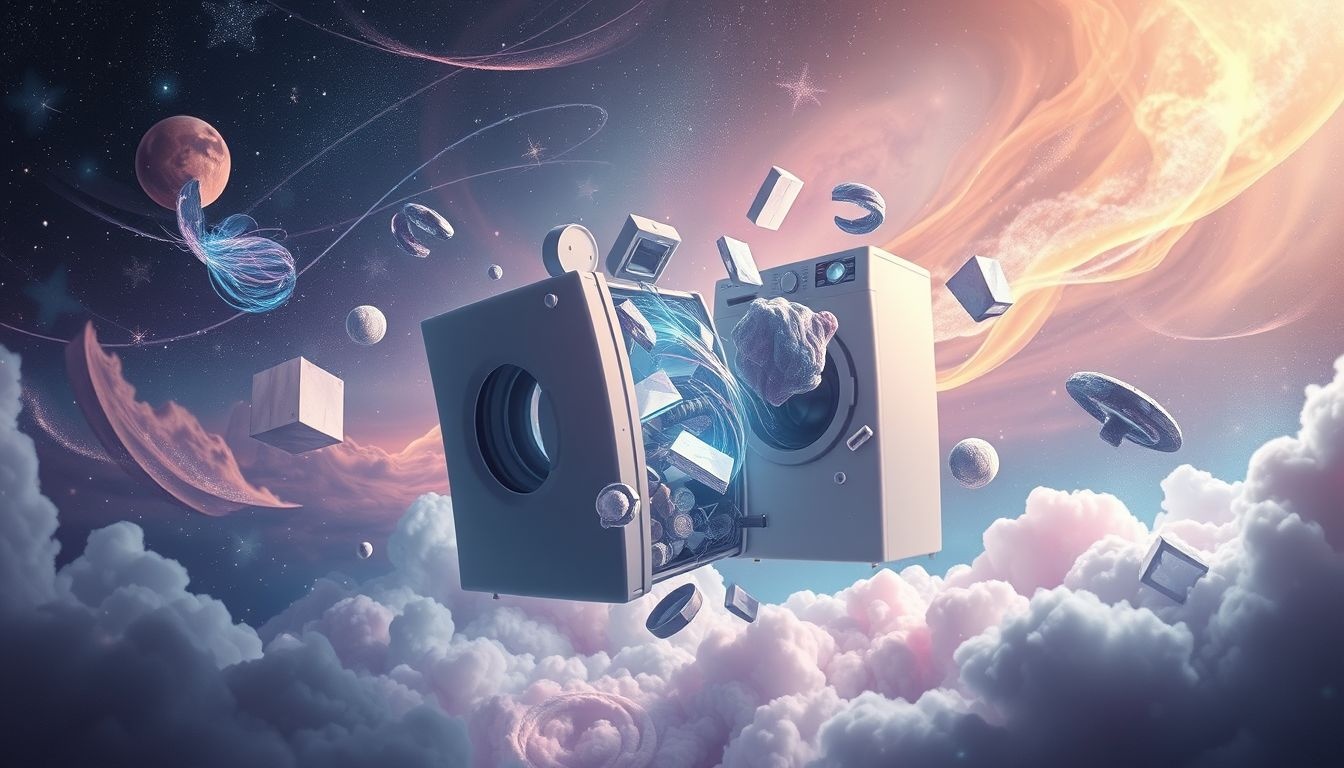 Een kapotte wasmachine droomt over emotionele blokkades en frustraties.