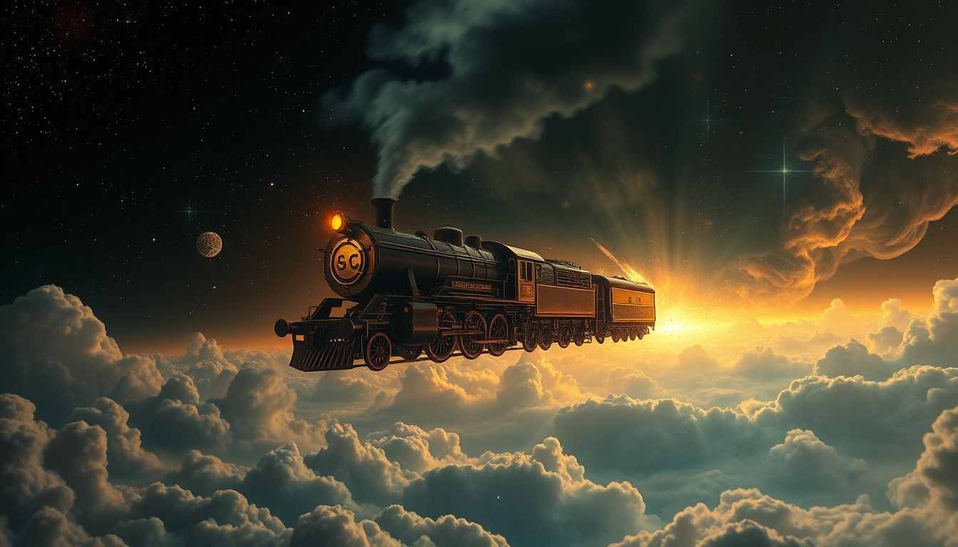 Een stilstaande locomotief symboliseert vastgelopen levensdoelen en stagnatie.