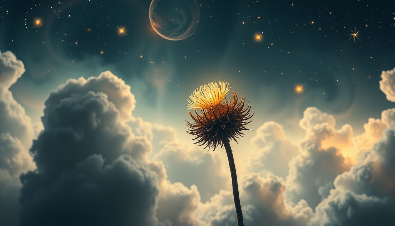 Een verdorde distel in dromen symboliseert verloren energie en teleurstelling.