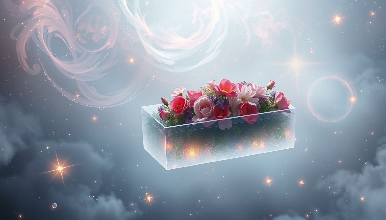 Een beenderenkist vol bloemen symboliseert hoop na verlies.