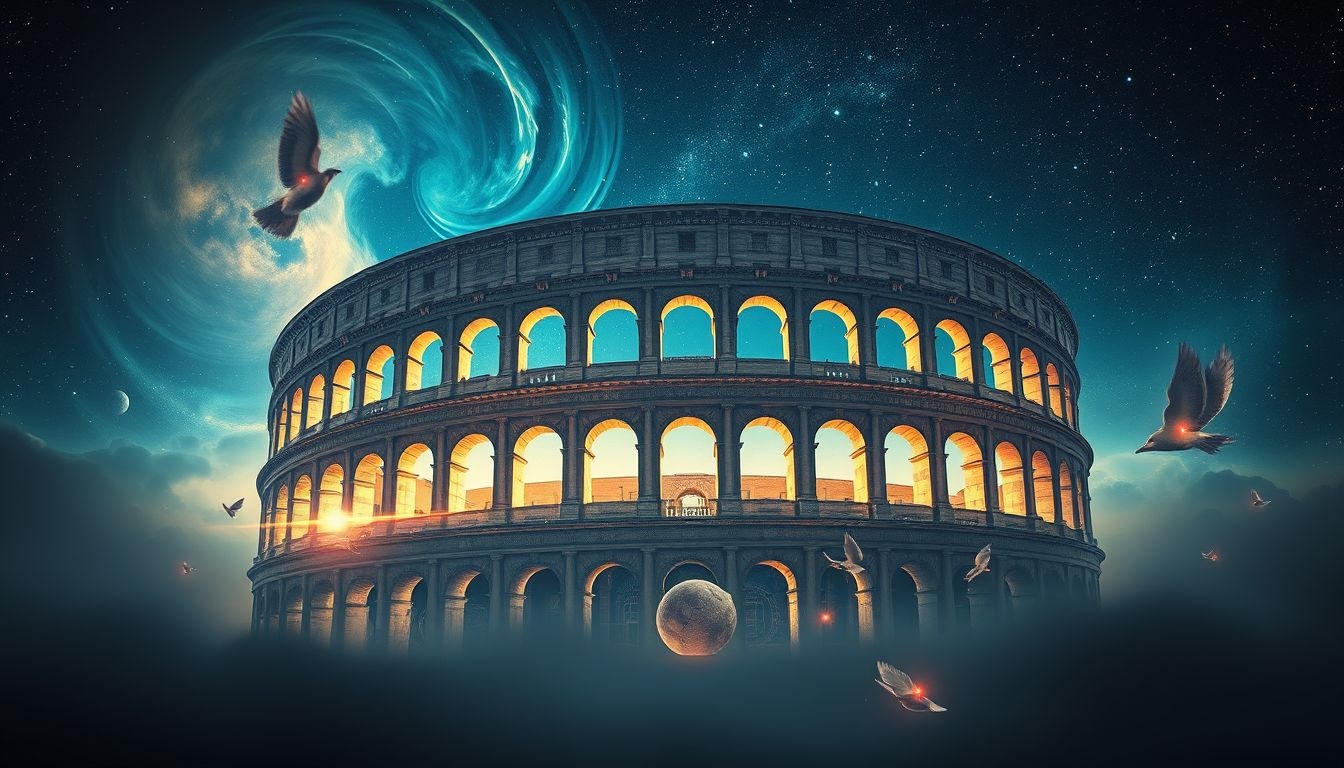 Een besluit in het Colosseum symboliseert moed en innerlijke kracht.