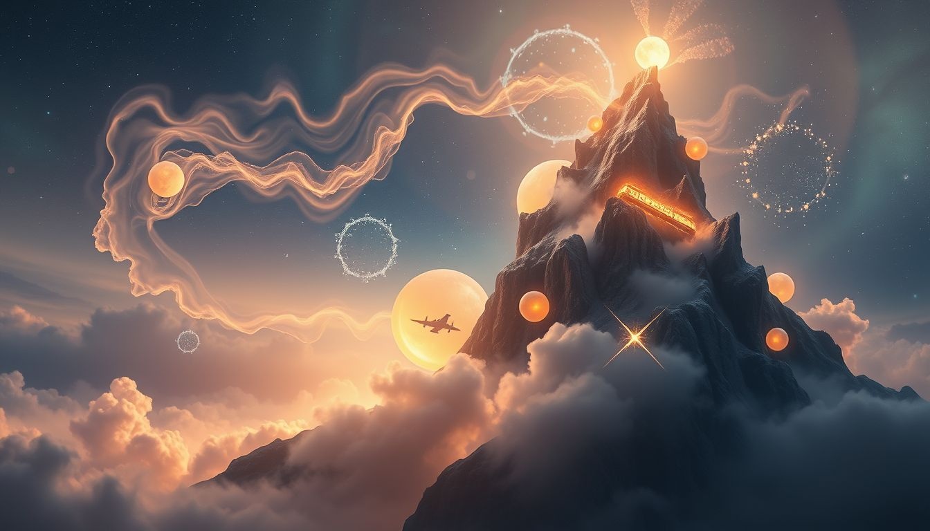 Een locomotief die een berg beklimt symboliseert doorzettingsvermogen en succes.