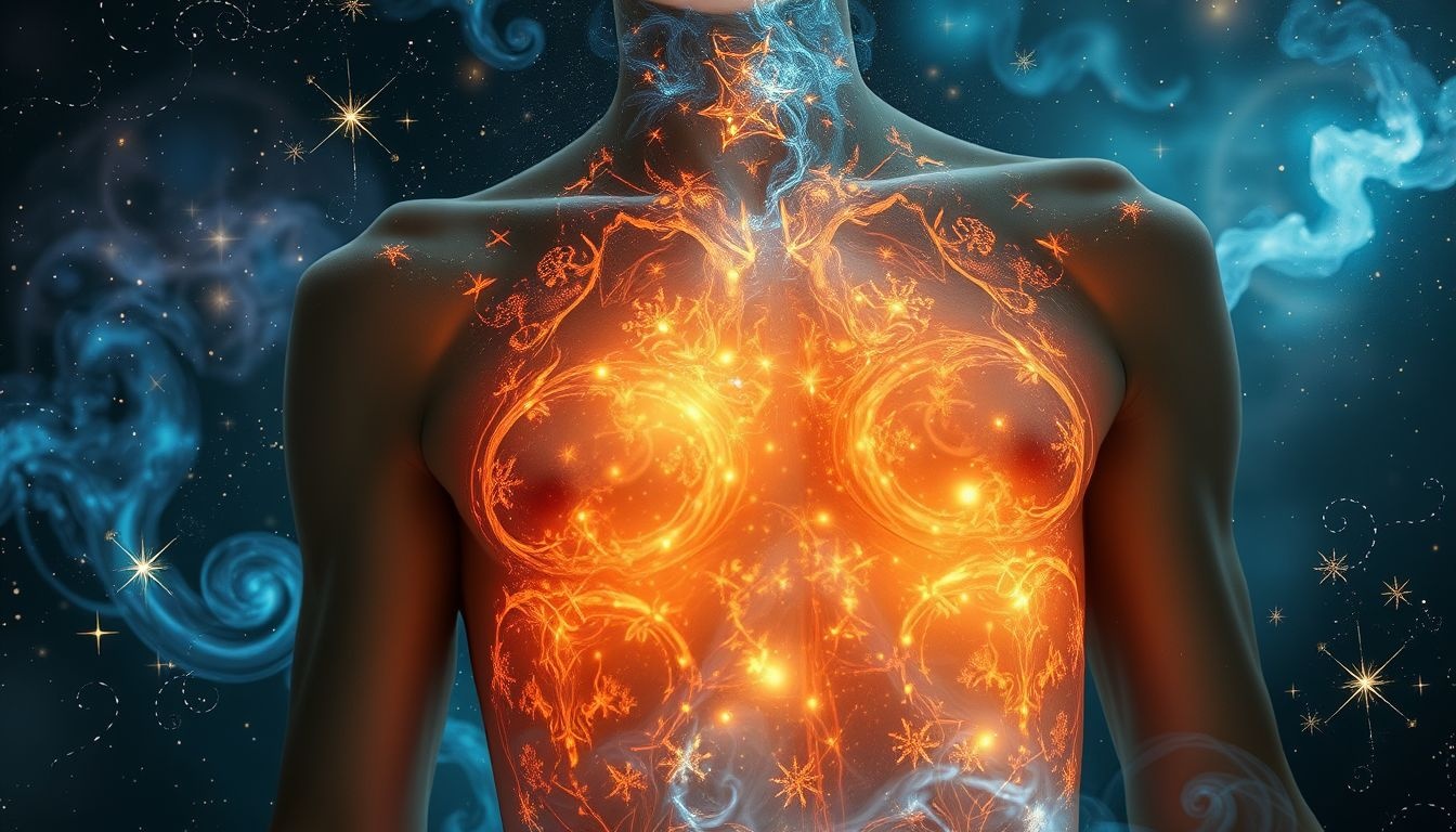 Een torso met littekens symboliseert genezing en innerlijke kracht.