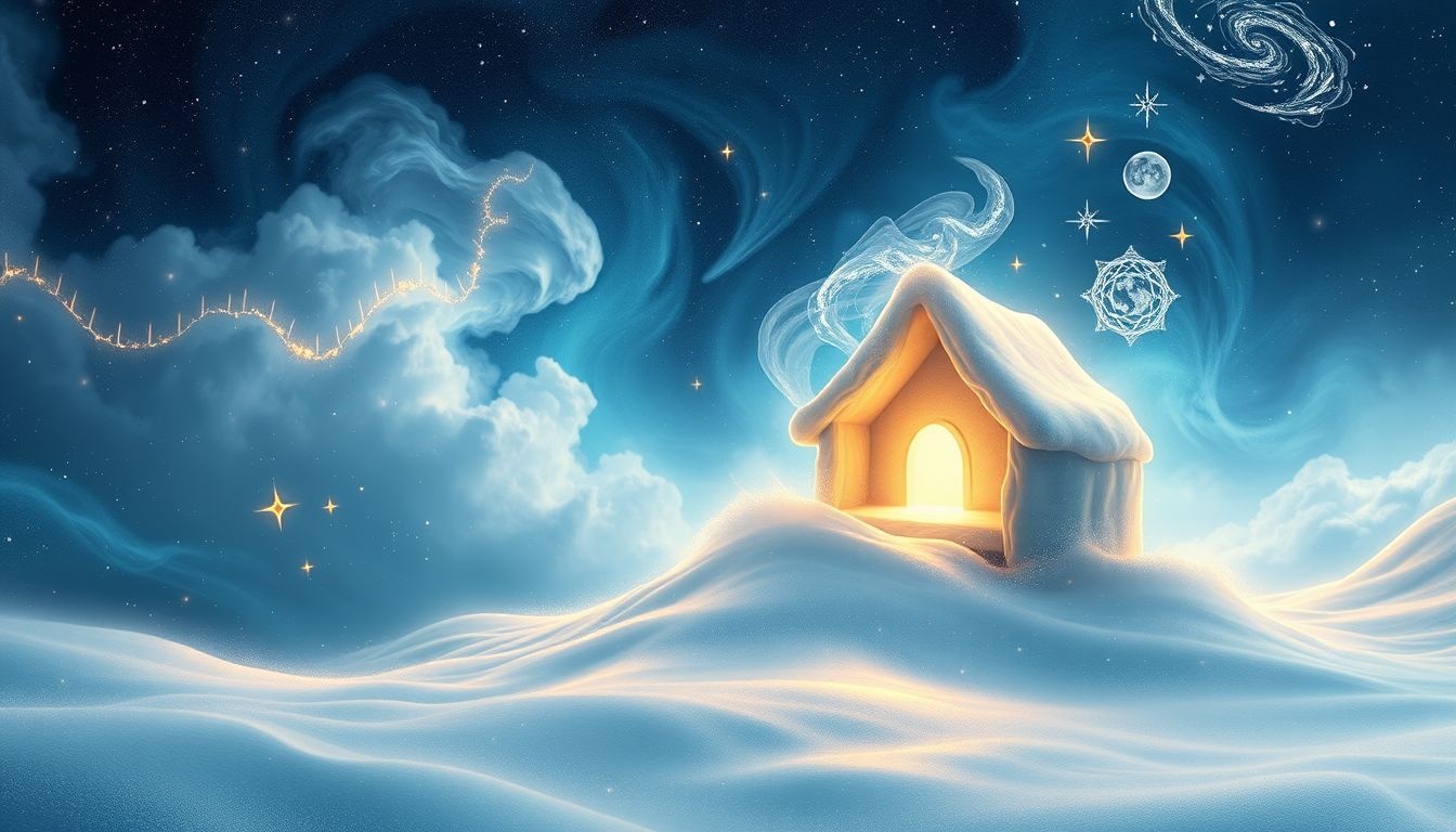 Een warm huis symboliseert troost en veiligheid in koude dromen.