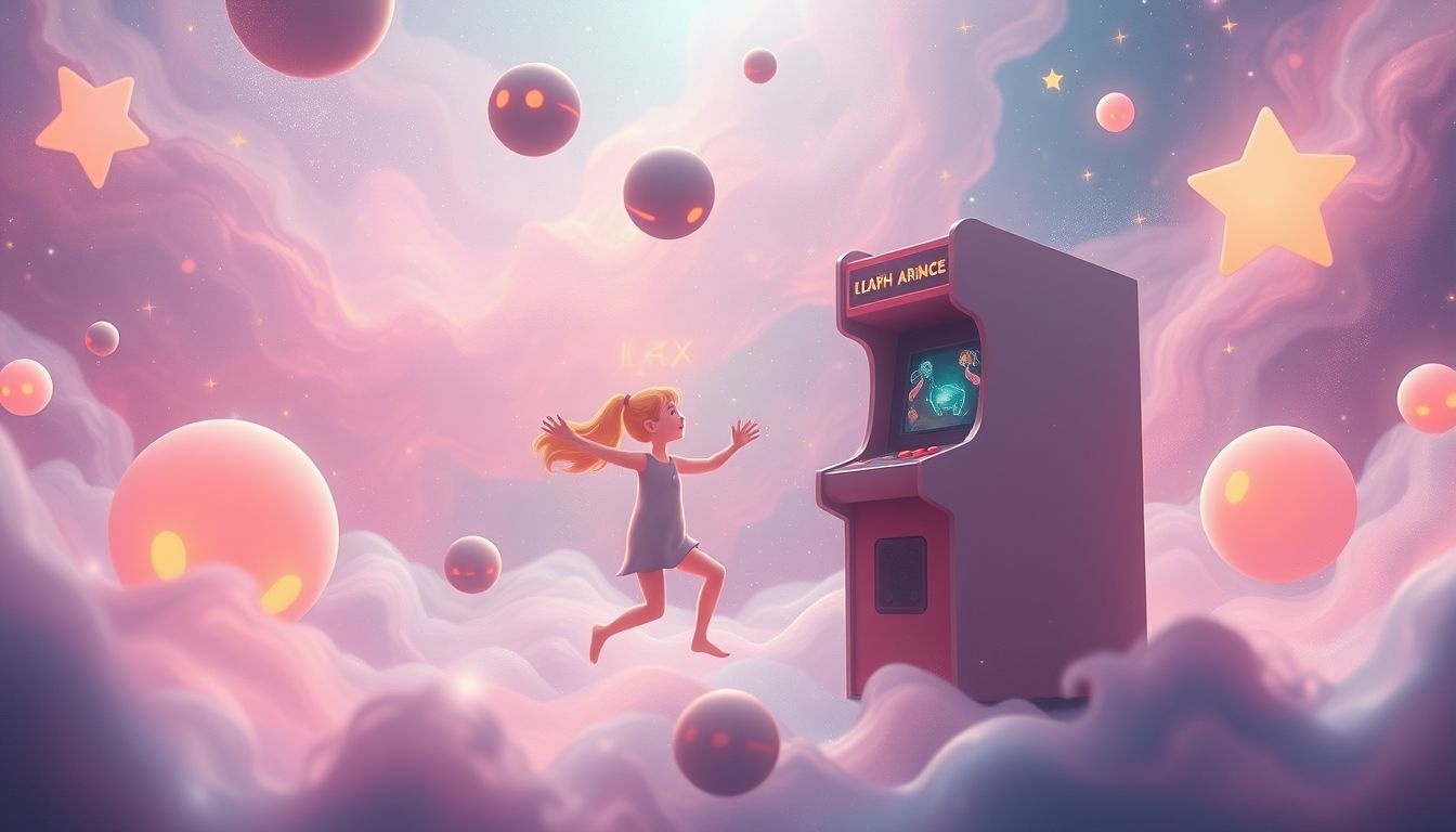 Dromen over arcadehallen symboliseren gezelligheid en jeugdige verbondenheid.