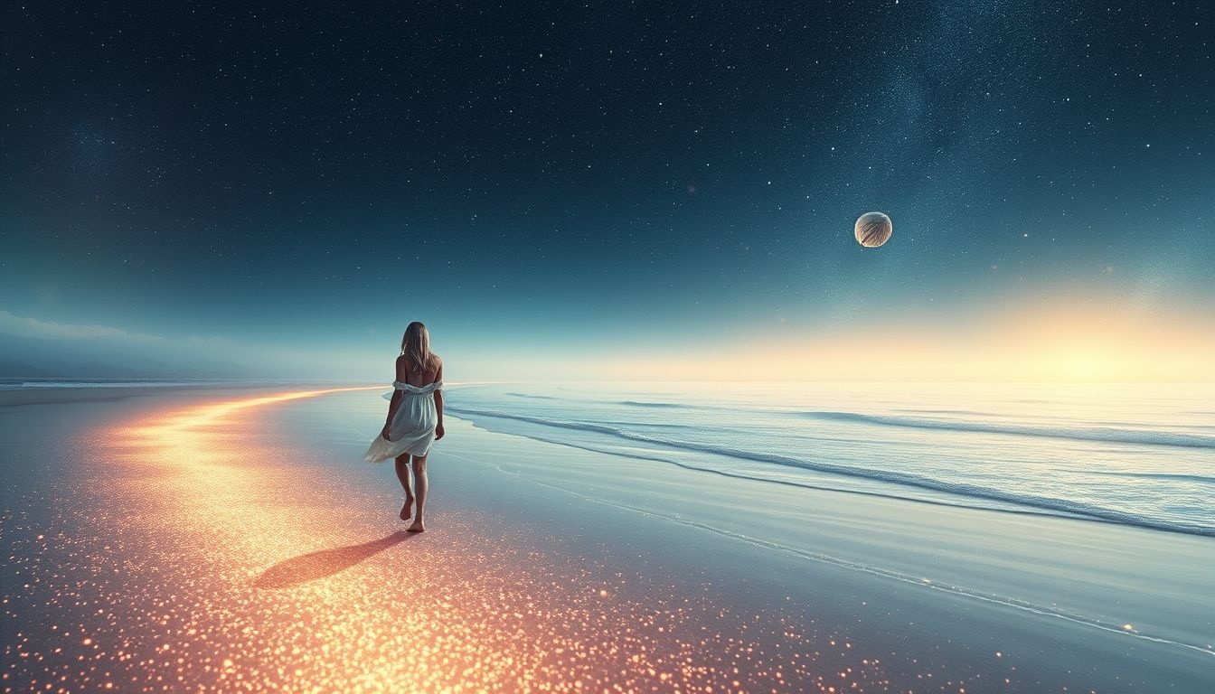 Wandelen aan zee symboliseert emotionele rust en innerlijke balans.