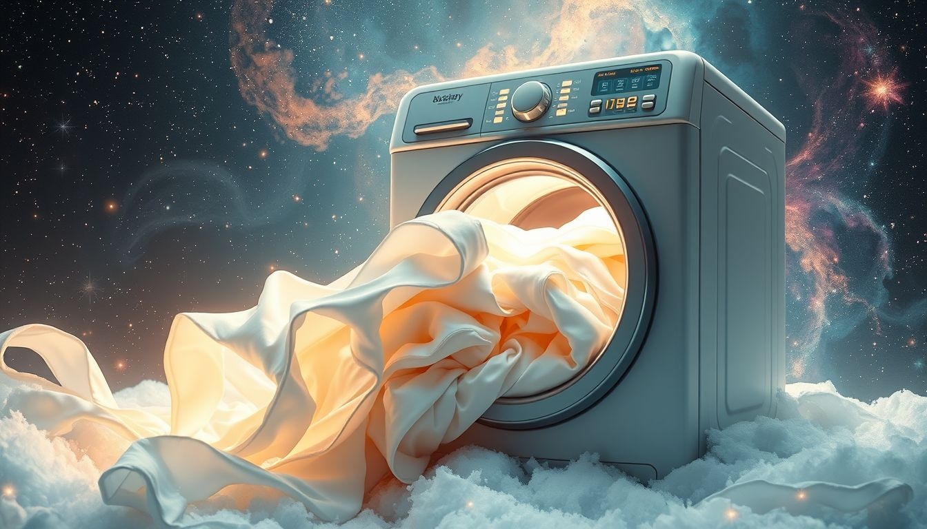 Een wasmachine vol schone was symboliseert innerlijke zuivering en rust.