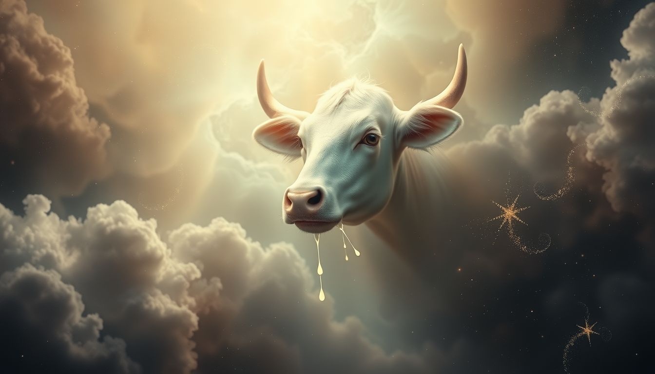 Een huilend kalfshoofd symboliseert onuitgesproken verdriet en schuld.