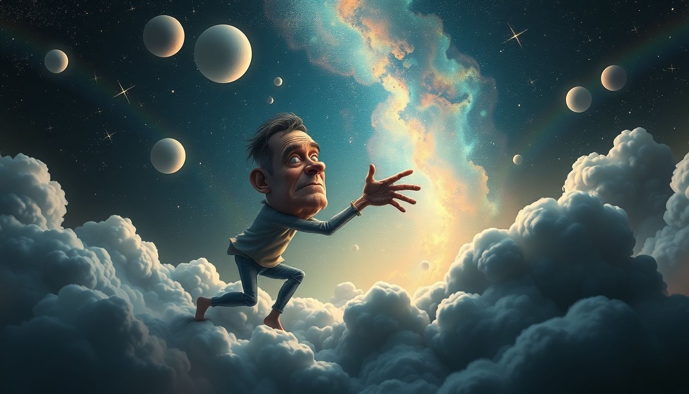 Een vechtende karikatuur symboliseert innerlijke conflicten en onzekerheden.
