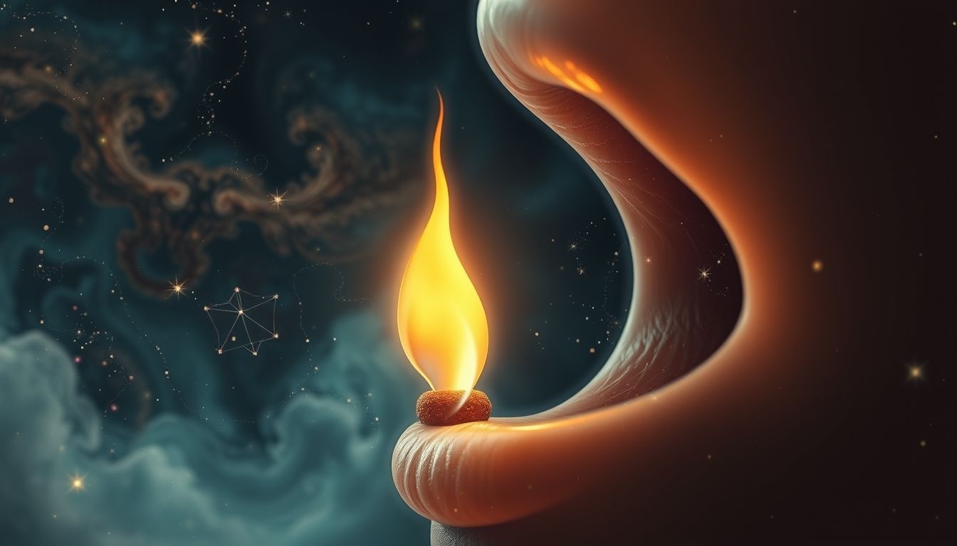 Een sigaartje in de mond symboliseert onuitgesproken creatieve potentie.