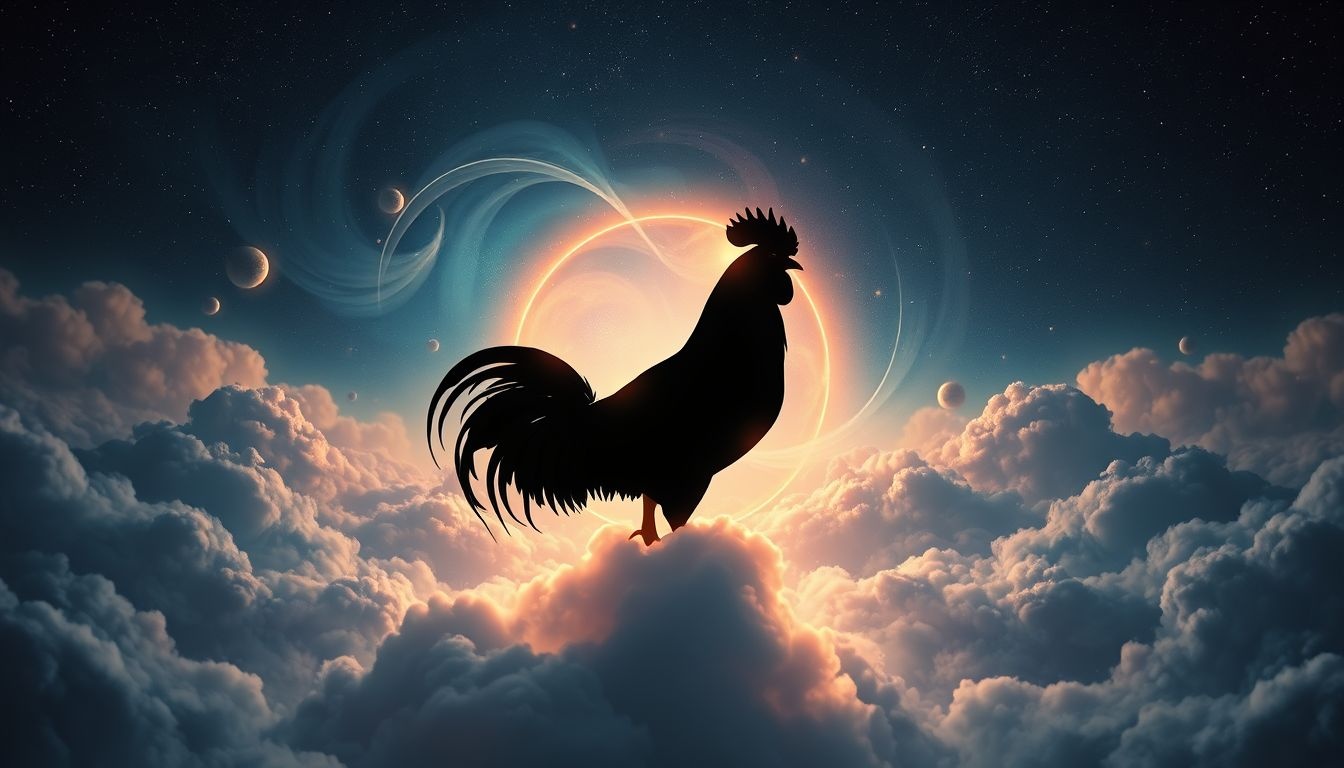 Een zwarte haan symboliseert vaak onverwachte wendingen en mysterie.