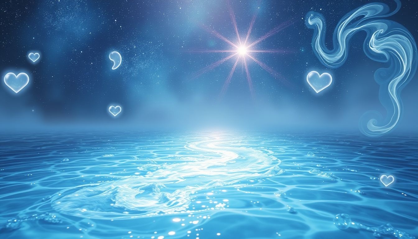 Voetstappen in water symboliseren emoties en spirituele zuivering.