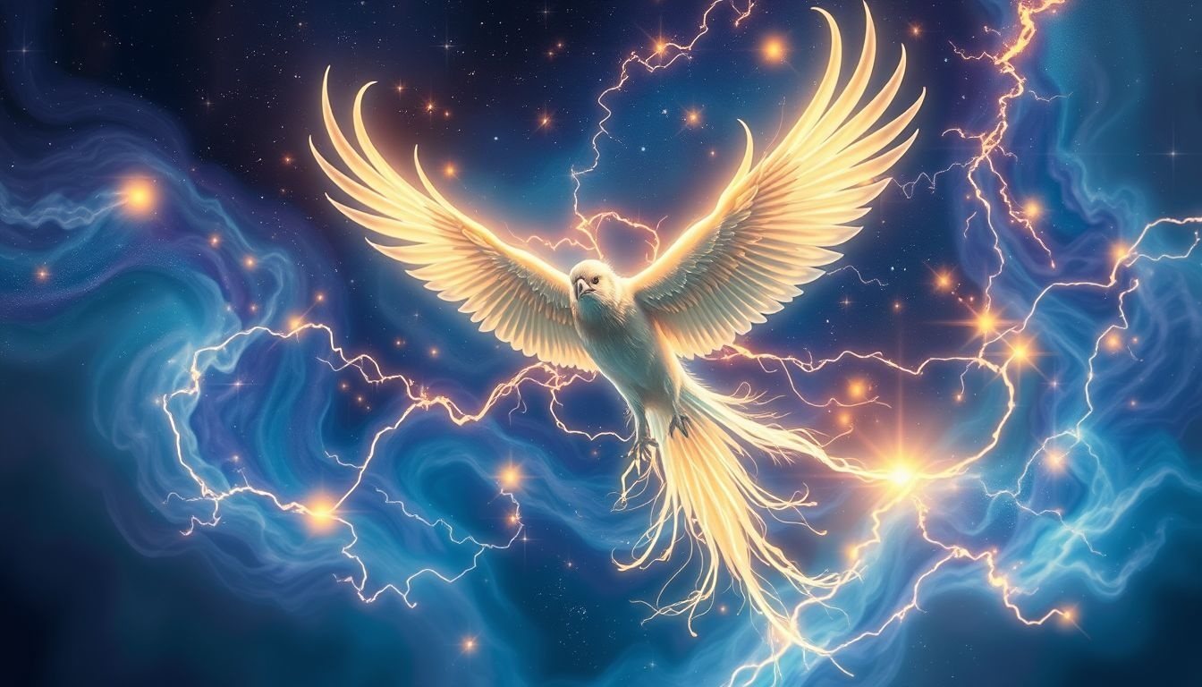 De dondervogel symboliseert krachtige transformatie en spirituele vernieuwing.