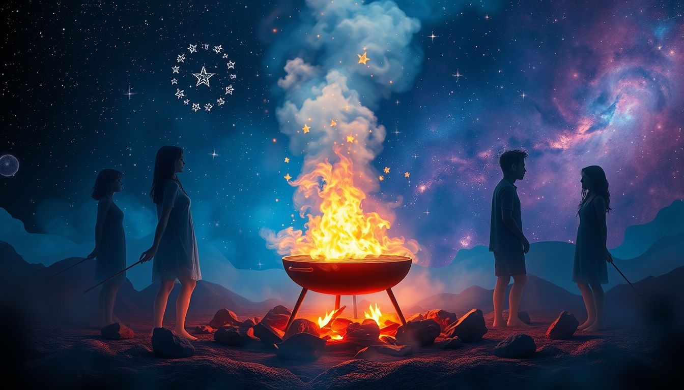 Dromen over barbecuegrill met mensen symboliseert sociale verbondenheid en feest.