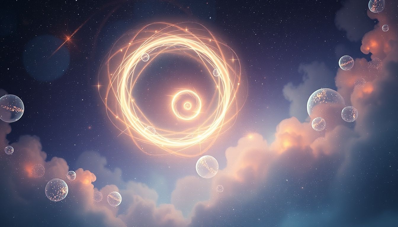 Een spiraal van licht symboliseert spirituele groei en bewustzijnsontwikkeling.
