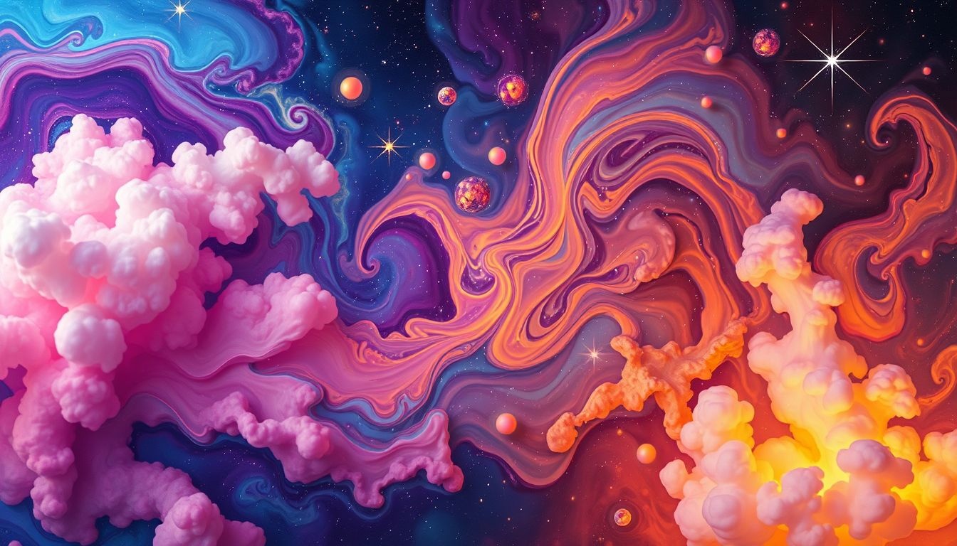 Dromen over inktkleuren mengen symboliseert creatieve ideeën en emoties.