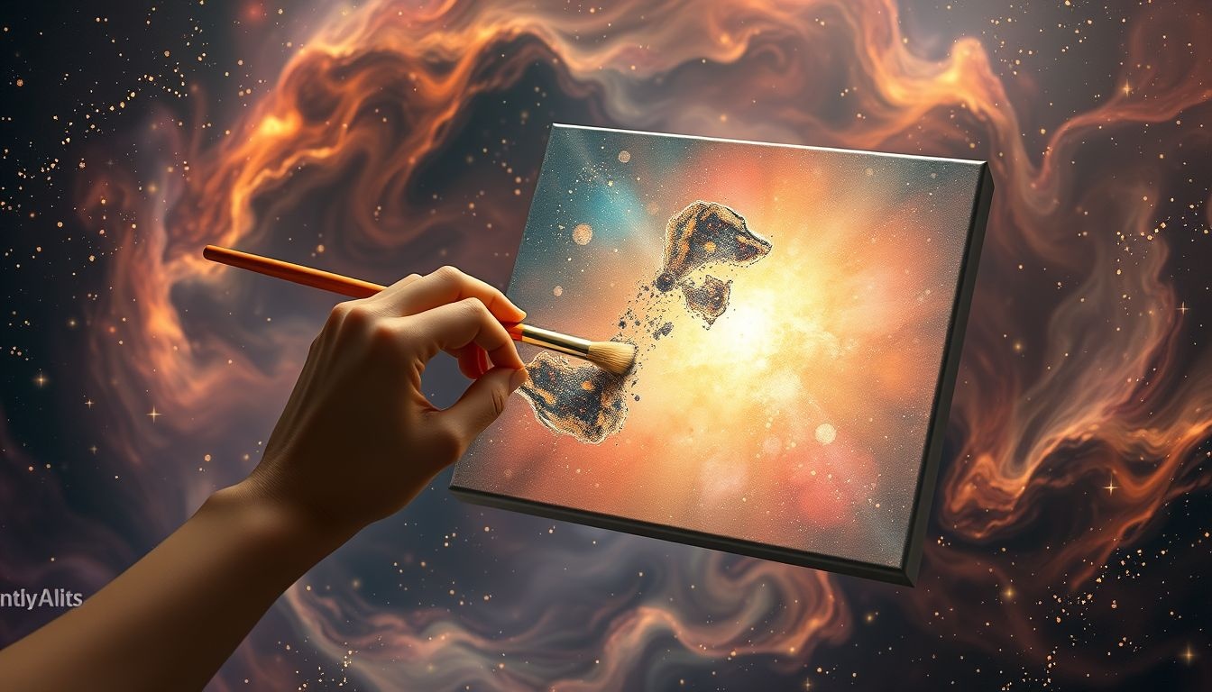 Dromen over schilderijen voltooien symboliseert creatieve zelfexpressie en vervulling.