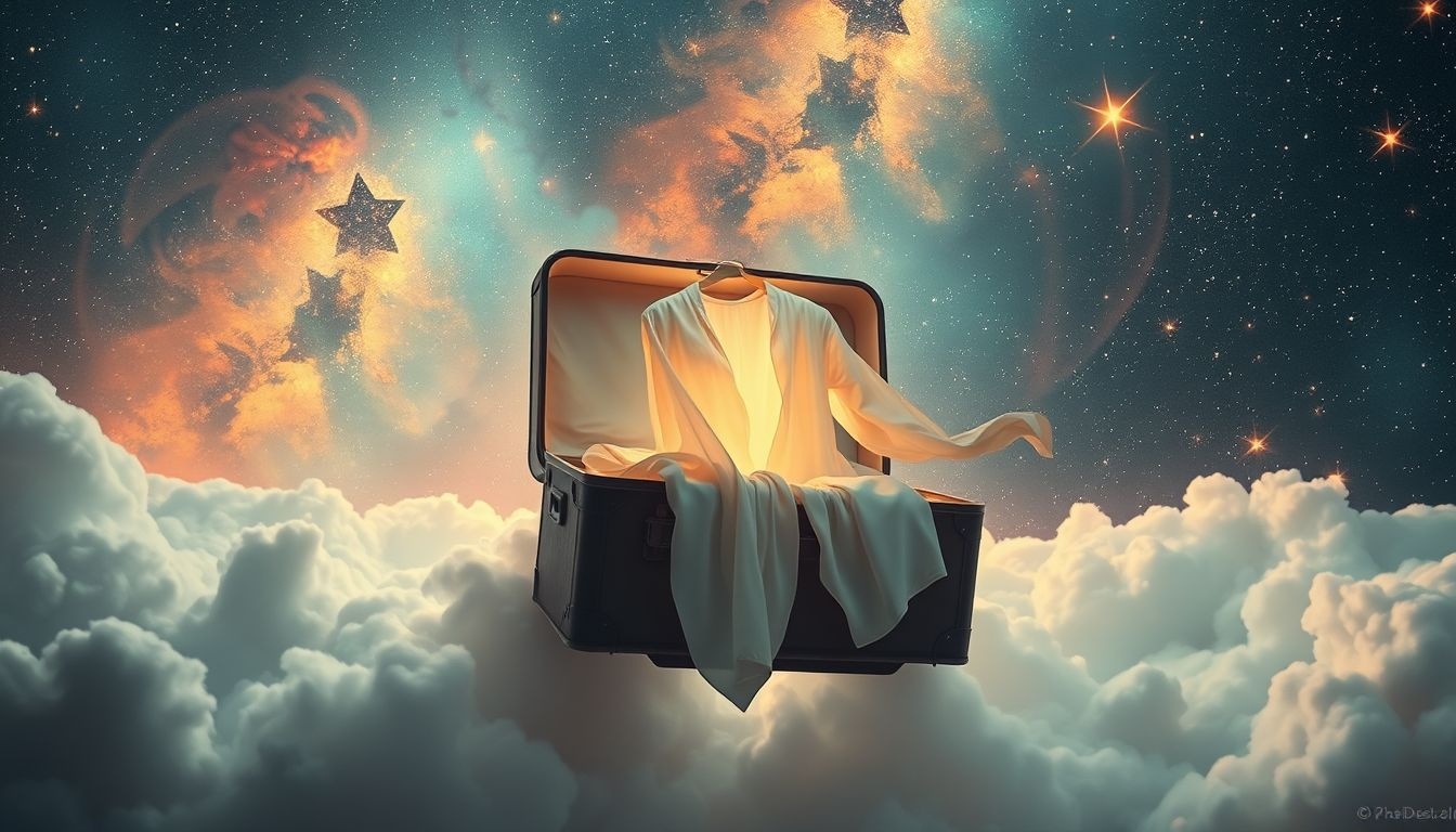 Een koffer met kleren symboliseert persoonlijke groei en verandering.