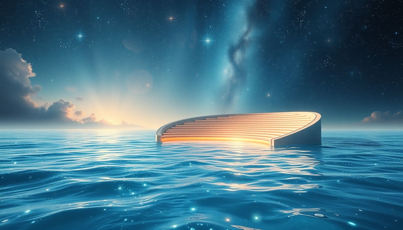 Een amfitheater gevuld met water symboliseert emotionele diepgang.